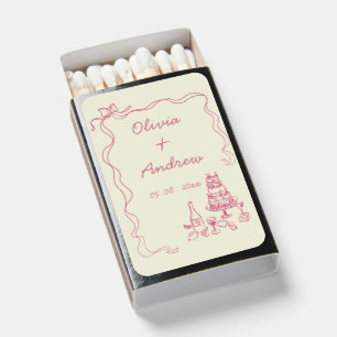 Whimsical Hand Drawn Handwriting Retro Wedding Matchboxes