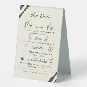 Whimsical Hand Drawn Handwritten Bar Menu Table Tent