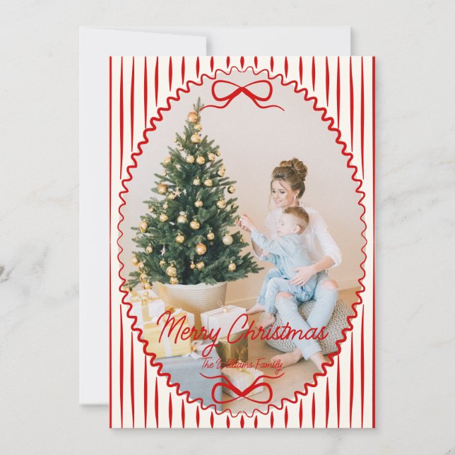 Whimsical Hand Drawn Handwritten Christmas Photo Holiday Card (Front)