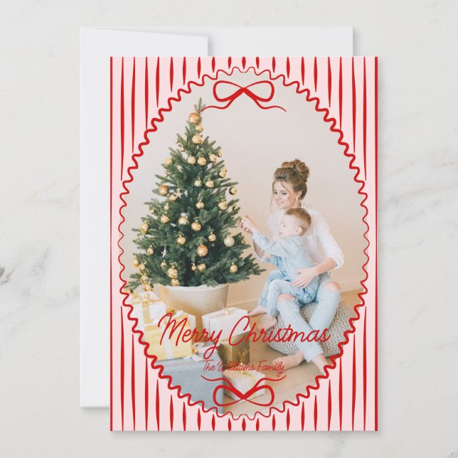 Whimsical Hand Drawn Handwritten Christmas Photo Holiday Card (Front)