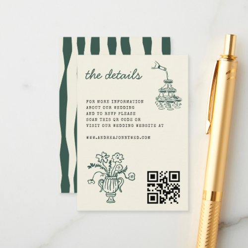 Whimsical Hand Drawn Handwritten Details Wedding Enclosure Card
