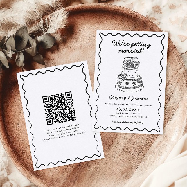 Whimsical Hand Drawn Handwritten QR Code Wedding Invitation (Creator Uploaded)