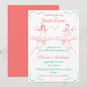 Whimsical Hand Drawn Handwritten Quirky Wedding Invitation