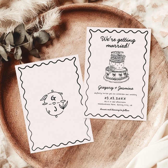 Whimsical Hand Drawn Handwritten Quirky Wedding Invitation (Creator Uploaded)