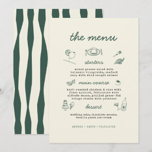 Whimsical Hand Drawn Handwritten Wedding Menu Card