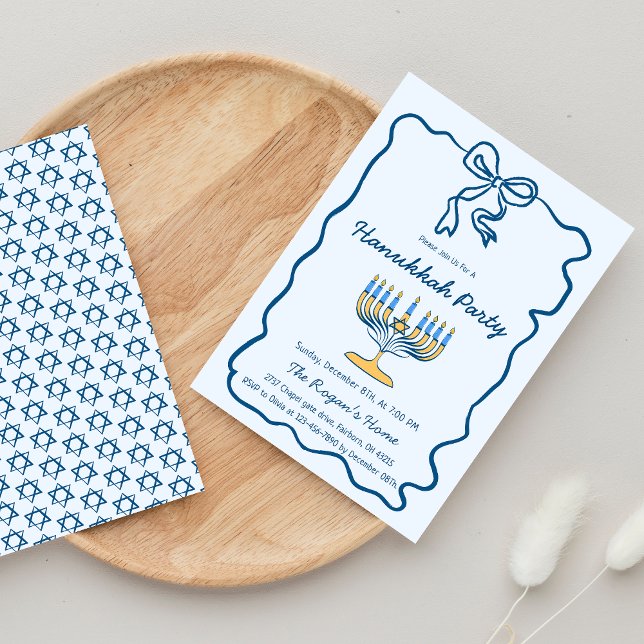 Whimsical Hand Drawn Hanukkah Holiday Party   Invitation (Creator Uploaded)