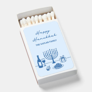 Whimsical Hand Drawn Hanukkah Party Trendy Custom Matchboxes