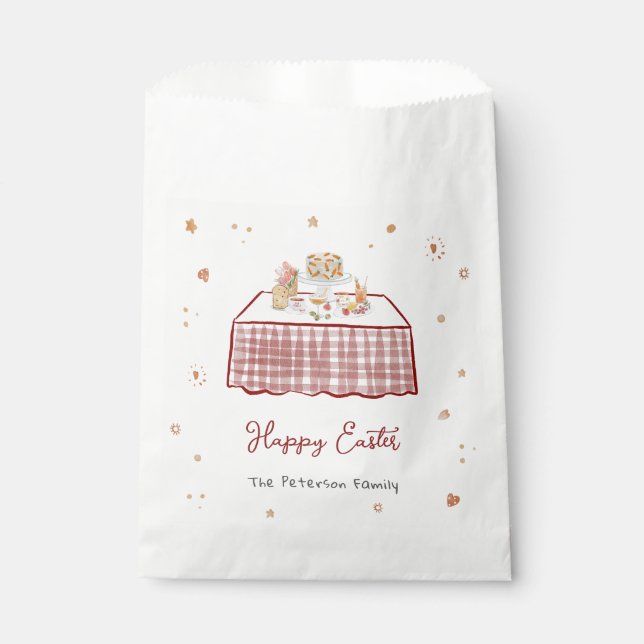 Whimsical Hand Drawn Happy Easter Favor Bag (Front)