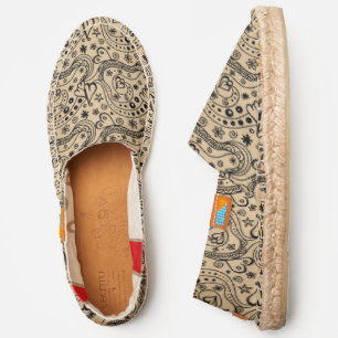 Whimsical Hand Drawn Heart Doodles & Swirls Espadrilles