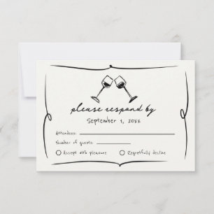 Whimsical Hand Drawn Italian Vineyard Wedding RSVP Card