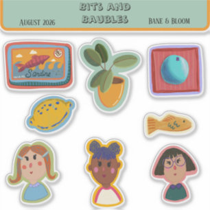 Whimsical Hand Drawn Laptop & Journal Stickers