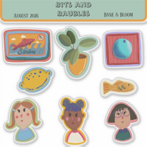 Whimsical Hand Drawn Laptop & Journal Stickers