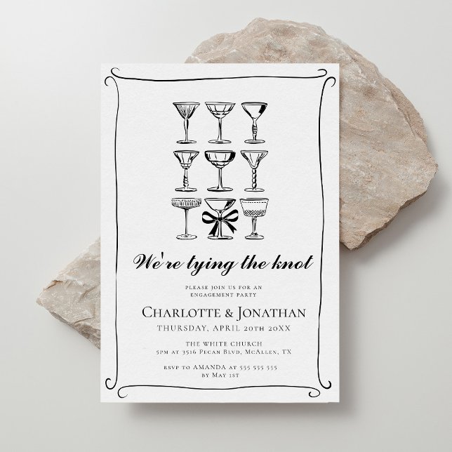Whimsical Hand Drawn Martini Engagement Party Invitation (Creator Uploaded)