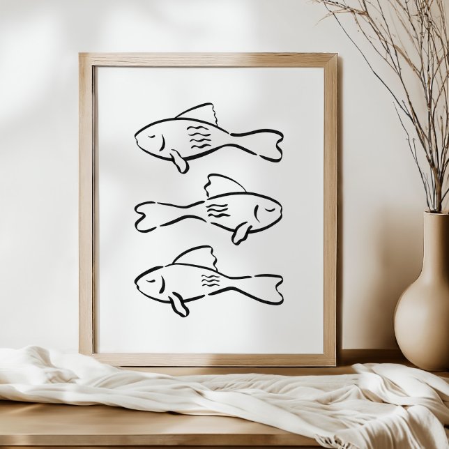 Whimsical Hand-Drawn Mediterranean Fish Art Poster (Creator Uploaded)