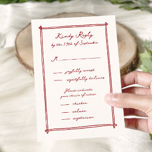 Whimsical Hand Drawn Menu Option Wedding rsvp