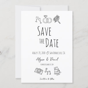 Whimsical Hand Drawn Minimal Black White Unique