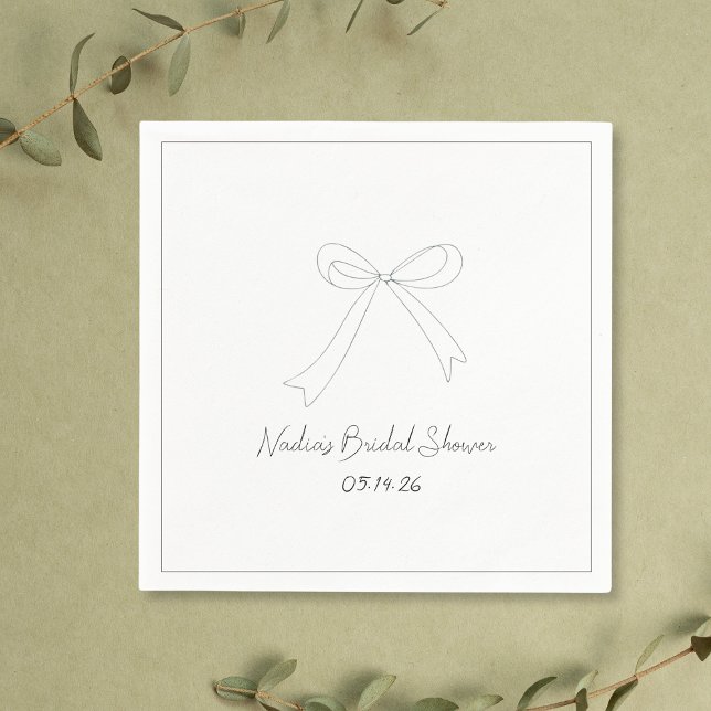 Whimsical Hand Drawn Minimalist Bow Bridal Shower  Napkins (Creator Uploaded)