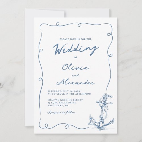 Whimsical Hand Drawn Nautical Anchor Wedding 
