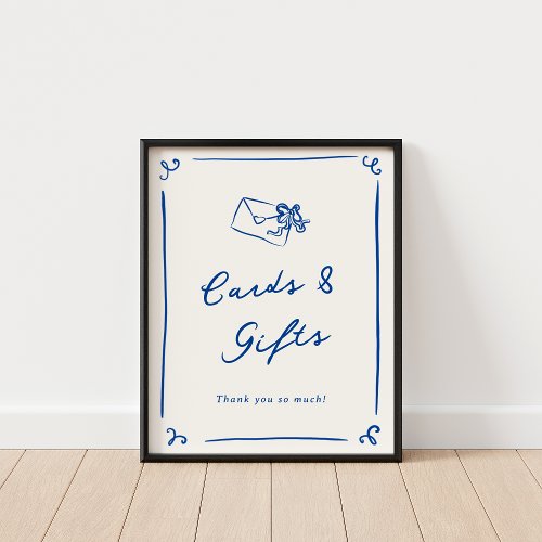 Whimsical Hand Drawn Navy Blue Cards  Gifts Poster