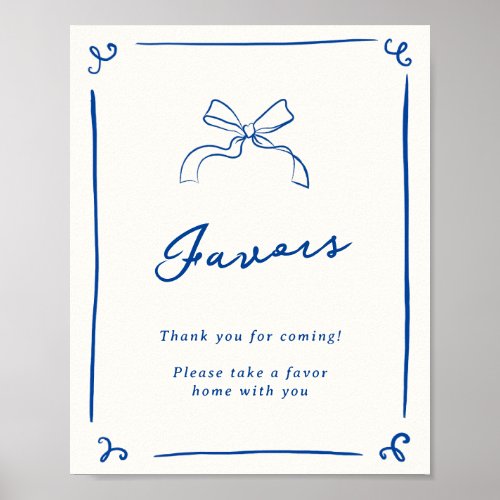 Whimsical Hand Drawn Navy Blue Favors Poster