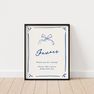 Whimsical Hand Drawn Navy Blue Favors Poster