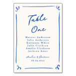 Whimsical Hand Drawn Navy Blue Table Card