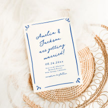 Whimsical Hand Drawn Navy Blue Wedding