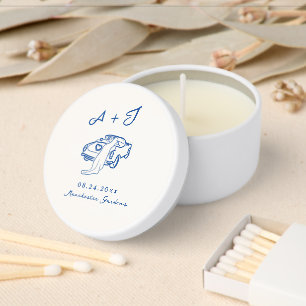 Whimsical Hand Drawn Navy Vintage Car Wedding Mini Candle Favors
