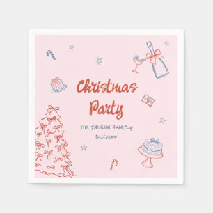 Whimsical Hand Drawn Oh What Fun Christmas Party Napkins