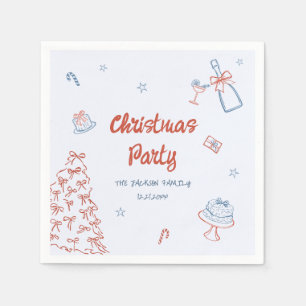 Whimsical Hand Drawn Oh What Fun Christmas Party Napkins
