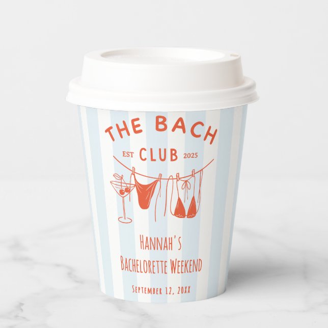 Whimsical Hand Drawn Orange Cocktail Bachelorette Paper Cups (Front)