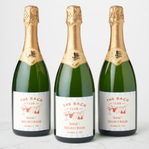 Whimsical Hand Drawn Orange Cocktail Bachelorette Sparkling Wine Label