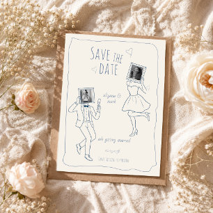 Whimsical Hand Drawn Photo Doodle Save The Date