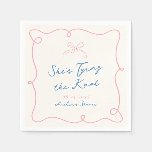 Whimsical Hand Drawn Pink  Blue Shower Napkins