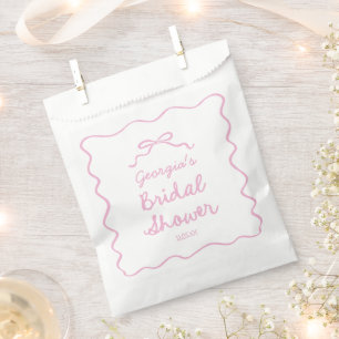 Whimsical Hand Drawn Pink Bow Bridal Shower Favor Bag