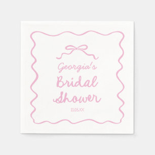 Whimsical Hand Drawn Pink Bow Bridal Shower Napkins
