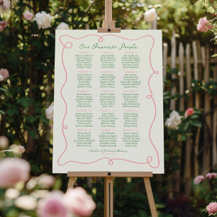 Whimsical Hand Drawn Pink & Green Seating Chart 15 Foam Board