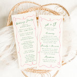Whimsical Hand Drawn Pink & Green Wedding Program<br><div class="desc">This adorable design features hand drawn elements and a whimsical bold text.</div>