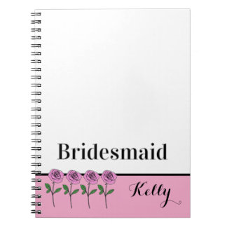 Whimsical Hand Drawn Pink Roses Bridesmaid Notebook