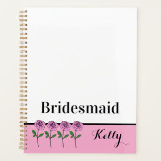 Whimsical Hand Drawn Pink Roses Bridesmaid Planner