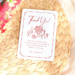 Whimsical Hand Drawn Pizza & Wine Bridal Shower Thank You Card<br><div class="desc">A whimsical thank-you card to match our That's Amore! Whimsical Pizza & Wine Bridal Shower collection. This design features a hand-drawn scene of pizza, wine, flowers, lemons, candles, and sweet treats. The couple's initials are written on the wine label and a custom heartfelt thank-you message to express your gratitude to...</div>