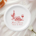 Whimsical Hand Drawn Pizza Wine Wedding Paper Plates<br><div class="desc">Add a playful touch to your wedding celebration with these "That's Amore" Pizza & Wine Paper Plates! Featuring hand-drawn illustrations of delicious pizza slices and wine glasses, these plates are perfect for couples who want to incorporate a fun, foodie vibe into their special day. The whimsical design paired with romantic...</div>