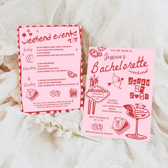 Whimsical Hand Drawn Poker Bachelorette Party Invi Invitation (Creator Uploaded)