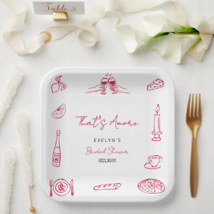 Whimsical Hand Drawn Quirky Bridal Shower Party Paper Plates