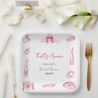 Whimsical Hand Drawn Quirky Bridal Shower Party Paper Plates
