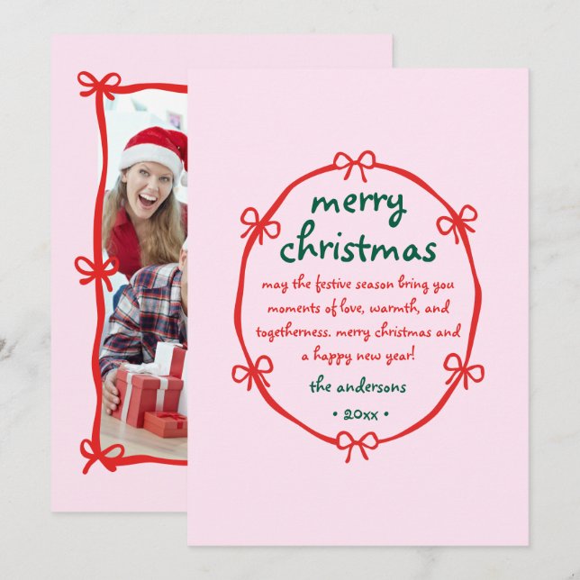 Whimsical Hand Drawn Quirky Frame Christmas Photo Holiday Card (Front/Back)