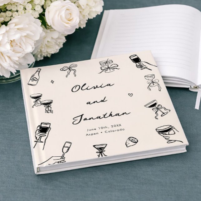 Whimsical Hand Drawn Quirky Wedding Guest Book (Creator Uploaded)