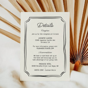 Whimsical Hand Drawn Quirky Wedding Information Enclosure Card