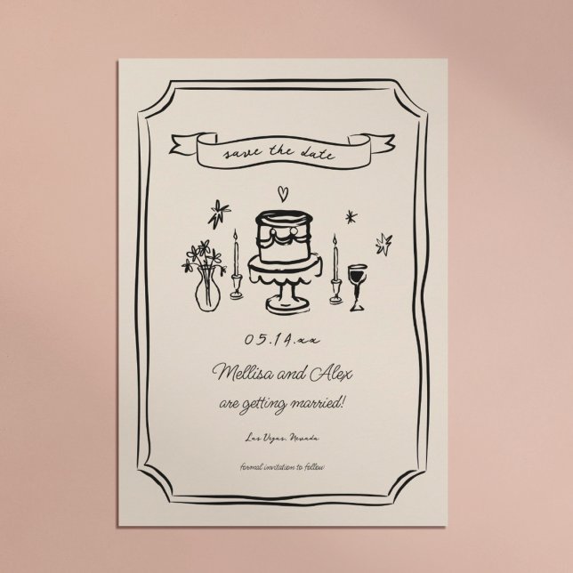 Whimsical Hand Drawn Quirky Wedding Save The Date (Creator Uploaded)