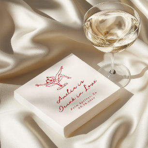 Whimsical Hand Drawn Red Bachelorette Napkins
